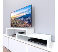 Henor Mueble TV Escalera Ajustable de Madera 110+90 x 35 x 30/15 cm Blanco