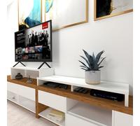 Henor Mueble TV Escalera Ajustable de Madera FSC® 110+140 x 35 x 30/15 cm Blanco