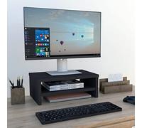 Henor Soporte Monitor de Madera con Estante Intermedio 42 x 26.5 x 16 cm. Soporta 50 Kg. Grafito