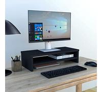 Henor Soporte Monitor de Madera con Estante Intermedio 62 x 26.5 x 16 cm. Soporta 50 Kg. Grafito