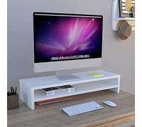 Henor Soporte Monitor de Madera FSC® Con Estante Intermedio 82 x 26.5 x 16 cm. Soporta 50 Kg. Blanco