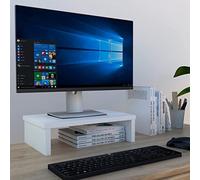 Henor Soporte Monitor Elevador TV de Madera TV 42 x 26.5 x 12 cm Soporta 50 Kg. Blanco