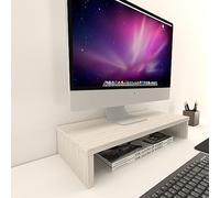 Henor Soporte Monitor Elevador TV de Madera FSC® 62 x 26.5 x 12 cm Soporta 50 Kg. Roble Stel