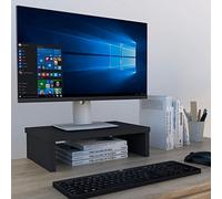Henor Soporte para Monitor TV 42x26.5x12 cm Soporta hasta 50kg Grafito | 19 mm de grosor, almohadillas antideslizantes y espacio inferior para teclado, ratón o barra de sonido.