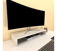 Henor Soporte para Monitor TV 82x26.5x12 cm Soporta hasta 50kg Roble Stel | 19 mm de grosor, almohadillas antideslizantes y espacio inferior para teclado, ratón o barra de sonido.