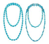 Henoyso 2 collares de cuentas turquesas de 47.5 pulgadas de largo, collar sin fin de múltiples capas anudadas, joyería casera, hilo de algodón, turquesa sintética y lona, No es una piedra preciosa