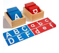 Henoyso 2 juegos de letras de papel de lija con cajas inferiores y mayúsculas, papel de lija sensorial, letras táctiles del alfabeto para aprender educación, regalo de Pascua (carta, brillante)
