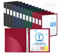 Henoyso Carpetas de 1 pulgada con 3 anillas, paquete de 12 unidades, carpeta de tres anillos con capacidad para 225 hojas, se adapta a papel de tamaño carta de 8.5 x 11 pulgadas, para uso escolar