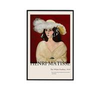 Henri Matisse Canvas Wall Art, The White Feather 1919, 12"x16", Black Frame, Modern Painting for Living Room, Bedroom, Office