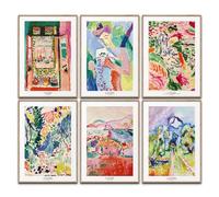 Henri Matisse - Juego de pósteres artísticos para decoración de pared, cuadros clásicos, decoración de dormitorio, decoración de sala de estar, oficina, pintura (6 x A4, sin marco)