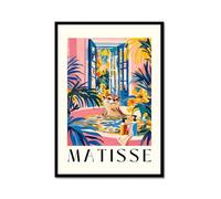 Henri Matisse - Póster divertido con diseño de gato negro, tigre, nutria, perro, manatí, tortuga, foca en la bañera, póster divertido de animales tropicales, arte de pared para baño, decoración