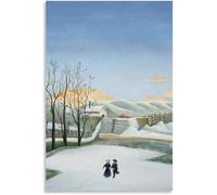 Henri Rousseau《Paisaje con patinadores》Póster de arte Henri Rousseau Cuadro de pared en lienzo Henri Rousseau Impresiones para decoración del hogar Cuadro 40x55cm Sin marco