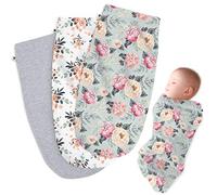 Henry Hunter Swaddle - Saco de Envolver para Bebé, Manta Simple de Algodón Elástico Suave para Recién Nacidos, Manta para Bebé De 0 a 3 Meses, Paquete de 3 Unidades (Peonía | Ramo | Jaspeado Claro)
