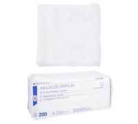 Henry Schein Paquete de 200 almohadillas de gasa no estériles de 4 x 4 pulgadas para vendaje de heridas, almohadillas de gasa para el cuidado de heridas y kits de primeros auxilios en el hogar, 12