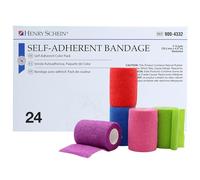 Henry Schein Vendaje autoadhesivo de alta calidad, 3 pulgadas x 5 yardas, colores surtidos, caja de 144 rollos (24 por caja, 6 cajas), flexible, no tejido, no estéril para compresión y soporte de