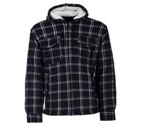 Henry Terre Camisa térmica para hombre con capucha, chaqueta de trabajo, chaqueta térmica con capucha, a cuadros, talla M-3XL, azul marino, XL