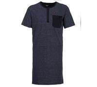 Henry Terre Camisón de manga corta para hombre, con bolsillo en el pecho, con botones, talla M-3XL, azul marino, L