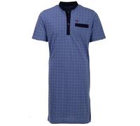 Henry Terre Camisón de manga corta para hombre con cuello alto con lunares y bolsillo en el pecho con botones, talla M-3XL, azul, XXL