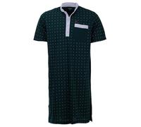 Henry Terre Camisón de manga corta para hombre con cuello alto con lunares y bolsillo en el pecho con botones, talla M-3XL, verde, XXL