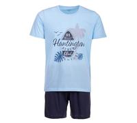 Henry Terre Conjunto de pijama corto para hombre, 2 piezas, M-5XL, algodón, talla grande, azul claro, 4XL