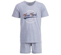 Henry Terre Conjunto de pijama corto para hombre Paul New York M-5XL de algodón, pantalones cortos y camiseta de manga corta, diseño deportivo, pijama de verano, gris claro, 5XL
