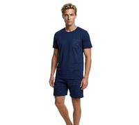 Henry Terre Conjunto de pijama corto para hombre Paul Pijama corto M-5XL Algodón Pantalones Cortos y Camiseta de Manga Corta Diseño Deportivo Pijama de Verano, azul, M