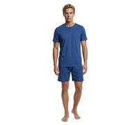 Henry Terre Conjunto de pijama corto para hombre Robin Nightwear M-5XL de algodón, pantalones cortos con estampado discreto y camiseta de manga corta, diseño deportivo, azul, M