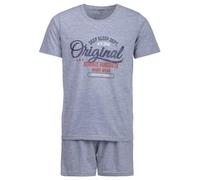 Henry Terre Conjunto de pijama para hombre, 2 piezas, pantalón corto original Authentic Nightwear, de algodón, gris, M