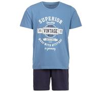 Henry Terre Conjunto de pijama para hombre, 2 piezas, pantalones cortos vintage azul de talla grande de algodón, azul, XXL