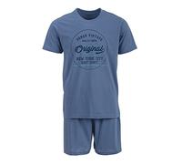 Henry Terre Conjunto de pijama para hombre, estilo vintage, talla grande, algodón, azul, M