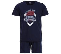 Henry Terre Paul Football - Pijama corto para hombre, tallas M-5XL, algodón, pantalones cortos y camiseta de manga corta, diseño deportivo, pijama de verano, azul marino, 4XL