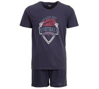 Henry Terre Paul Football - Pijama corto para hombre, tallas M-5XL, algodón, pantalones cortos y camiseta de manga corta, diseño deportivo, pijama de verano, antracita, 3XL