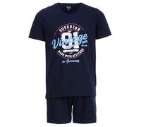 Henry Terre Paul - Pijama para hombre, diseño vintage, tallas M-5XL, algodón, azul marino, 4XL