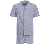 Henry Terre Pijama corto Karl para hombre con estampado de cruces, conjunto M-5XL algodón abotonado pantalones cortos y camiseta de manga corta diseño elegante pijama de verano, gris claro, L