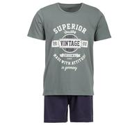 Henry Terre Pijama corto para hombre vintage pantalones cortos azules conjunto de 2 piezas M-5XL algodón, verde, 4XL