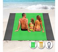 Henrycares Alfombra de Playa 250 x 200cm Grande, Mantas de Playa Antiarena Impermeable Esterilla, Accesorios con 4 Clavos de Fijación, Ideal para Viajes al Aire Libre (Verde)