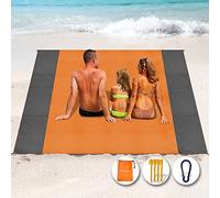 Henrycares Alfombra de Playa 250 x 200cm Grande, Mantas de Playa Antiarena Impermeable Esterilla Playa, Playa Accesorios con 4 Clavos de Fijación, Ideal para Viajes al Aire Libre (Naranja)