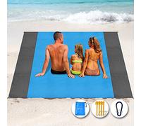 Henrycares Alfombra de Playa 250 x 200cm Grande, Mantas de Playa Antiarena Impermeable Esterilla Playa, Playa Accesorios con 4 Clavos de Fijación, Ideal para Viajes al Aire Libre (Azul)