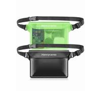 Henrycares Riñonera Impermeable Acuática IPX8, Bolsa Ajustable 100% Impermeable para Teléfono, Dinero y Documentos, Ideal para Playa, Natación, Kayak (Verde Cristal/Negro)