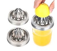 HENRYDA Mason Jar Tapa de Exprimidor de Acero Inoxidable. Escariador de cítricos para tarro de albañil exprimidor de limón manual de cítricos. Adecuado para latas de albañil de boca ancha (2PCS…)
