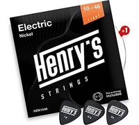 Henrys Strings® Cuerdas Guitarra Electrica - Cuerdas de Guitarra Eléctrica 10-46 - Bonus E1-Cuerda & 3 Púas - Electric Guitar Strings