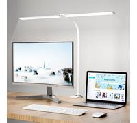 Hensam - Lámpara de escritorio LED potente, regulable, lámpara de arquitecto con pinza, 5 modos de color, protección de ojos, luz de escritorio, control táctil para PC trabajo, estudio, blanco