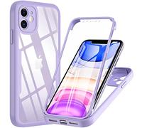 Hensinple Funda iPhone 11, Funda para iPhone 11 a prueba de golpes 360 grados con protector de pantalla integrado Rugged Doble Bumper Case para iPhone 11 - Morado