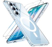 Hensinple Funda Magnética para Samsung Galaxy S26 Ultra, Compatible con MagSafe con 2 Piezas Cristal Templado, [Protección de Cámara] Carcasa Antigolpes Tapa Trasera Resistente Arañazos, Transparent