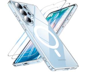 Hensinple Funda Magnética para Samsung Galaxy S26 Ultra, Compatible con MagSafe con 2 Piezas Cristal Templado, [Protección de Cámara] Carcasa Antigolpes Tapa Trasera Resistente Arañazos, Transparent