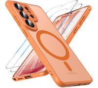 Hensinple Funda Magnética para Samsung Galaxy S26 Ultra, Compatible con MagSafe con 2 Piezas Protector Pantalla Cristal Templado, [Protección de Cámara] Carcasa Translúcida Mate Antigolpes, Naranja