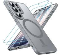 Hensinple Funda Magnética para Samsung Galaxy S26 Ultra, Compatible con MagSafe con 2 Piezas Protector Pantalla Cristal Templado, [Protección de Cámara] Carcasa Translúcida Mate Fina Antigolpes, Gris