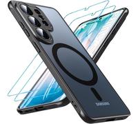 Hensinple Funda Magnética para Samsung Galaxy S26 Ultra, Compatible con MagSafe con 2 Piezas Protector Pantalla Cristal Templado, [Protección de Cámara] Carcasa Translúcida Mate Fina Antigolpes, Negro