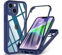 Hensinple Funda para iPhone 13 Mini de 5,4 pulgadas, funda para teléfono móvil iPhone 13 Mini con protector de pantalla integrado, 360 antigolpes, funda exterior para iPhone 13 Mini azul