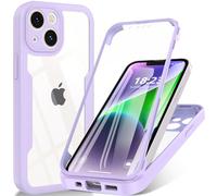 Hensinple Funda para iPhone 13 Mini de 5,4 pulgadas, funda para teléfono móvil iPhone 13 Mini con protector de pantalla integrado, 360 resistente a los golpes, funda exterior para iPhone 13 Mini Lila